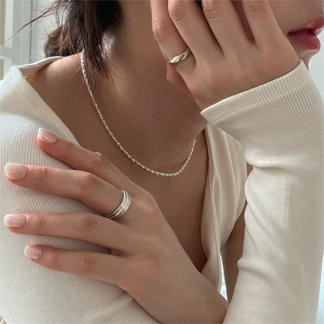 Minimalist 925 Sterling Silver Faceted Round Bead Necklace for Women