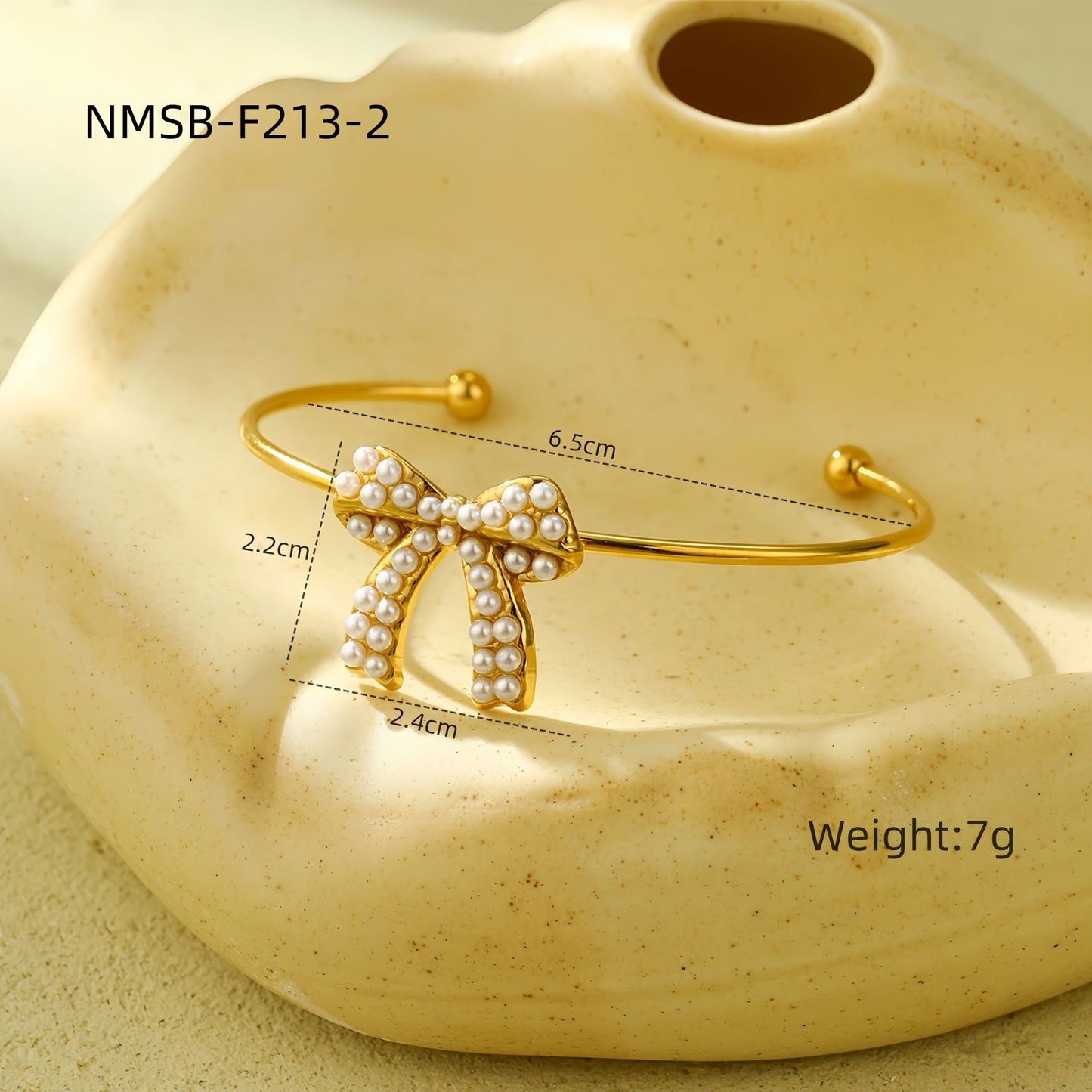Pendientes de perlas de acero de titanio con forma de lazo y collar de acero inoxidable chapado para mujer