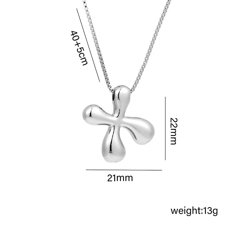 Collar con colgante de acero titanio con forma de letra minimalista y chapado en oro para mujer