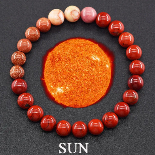Elegant Natural Gemstone Round Beaded Bracelet Unisex Geometric Stretch Bangle Gift
