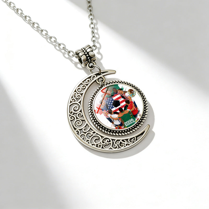 Sporty Geometric Alloy Plated Necklace with Crystal Pendant Unisex Cable Chain