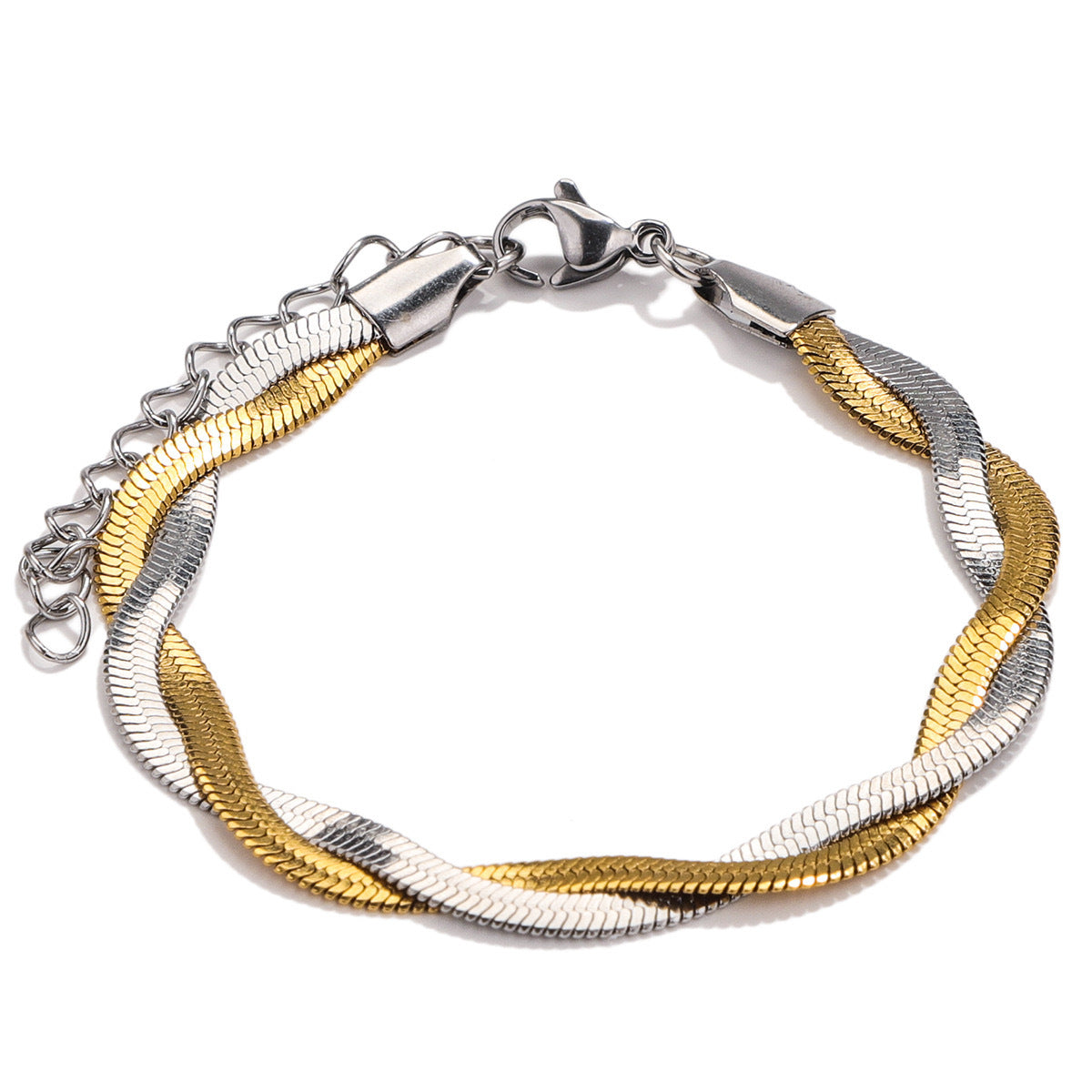 Collana a Serpente Piatta a Doppio Strato Minimalista Geometrica in Acciaio Titanio Placcato per Clavicole