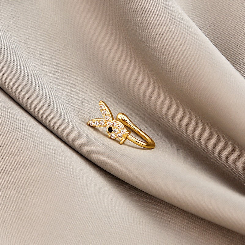 Minimalist Geometric U-Shaped Nose Clip Brass 18K Gold Plated Cubic Zirconia Adjustable Charm Bar