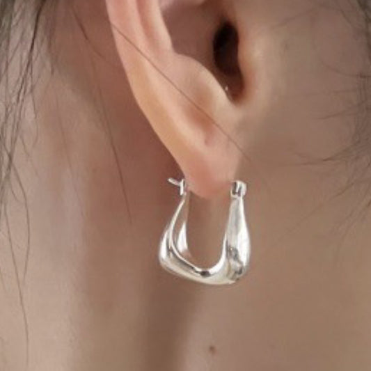 Orecchini a cerchio a U geometrici minimalisti in argento sterling 925 placcati oro