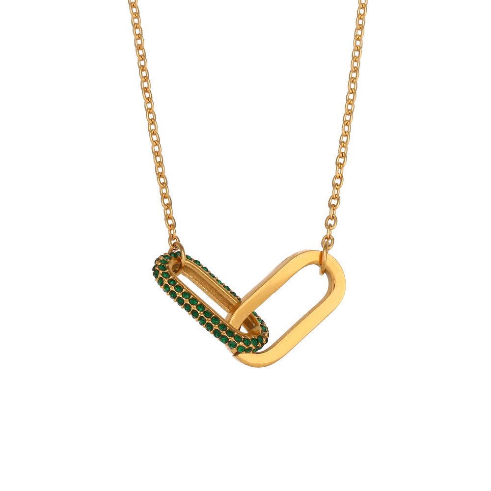 Fashionable Geometric Stainless Steel Plated Heart Pendant Necklace for Women