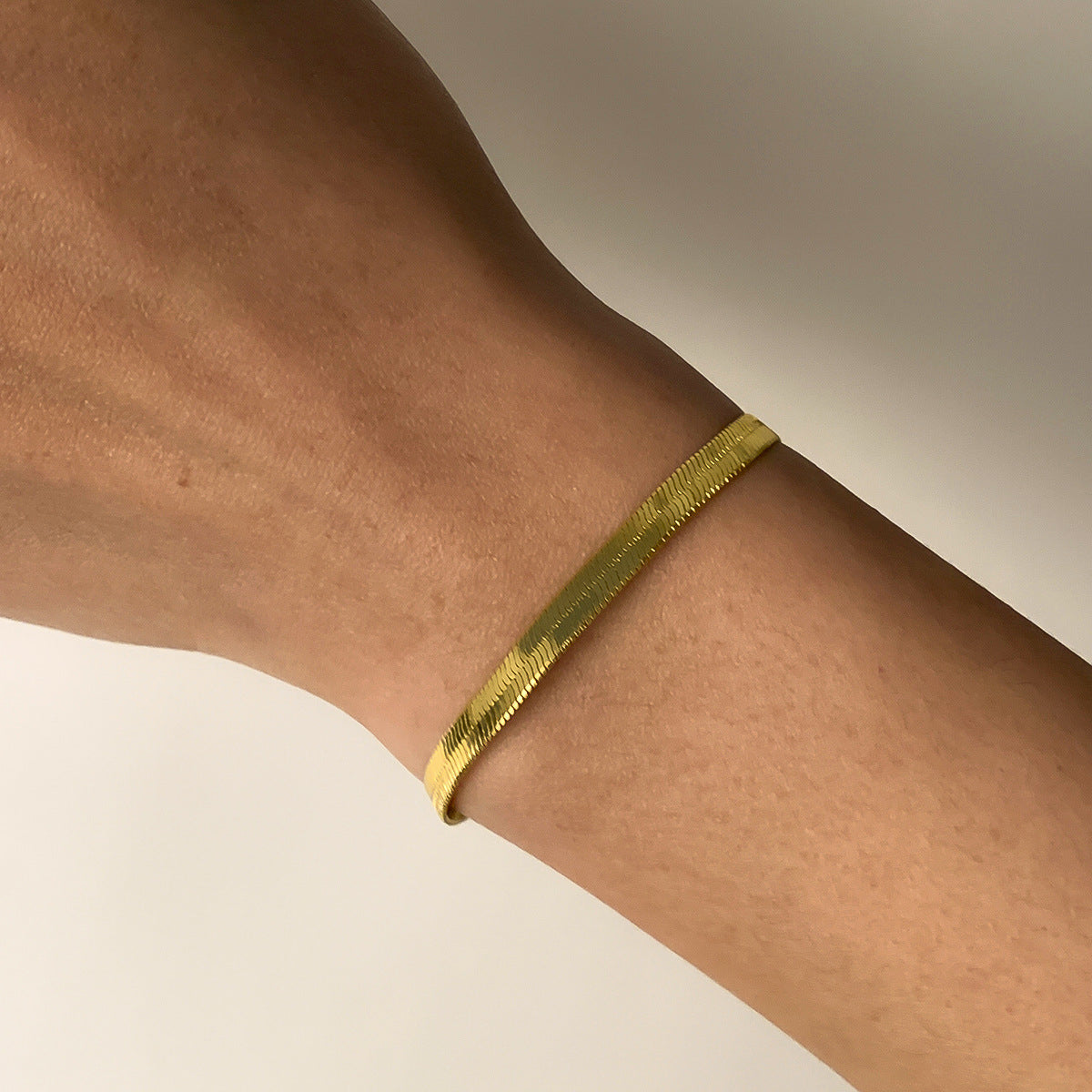 Minimalist Geometric Brass Snake Chain Bracelet for Women