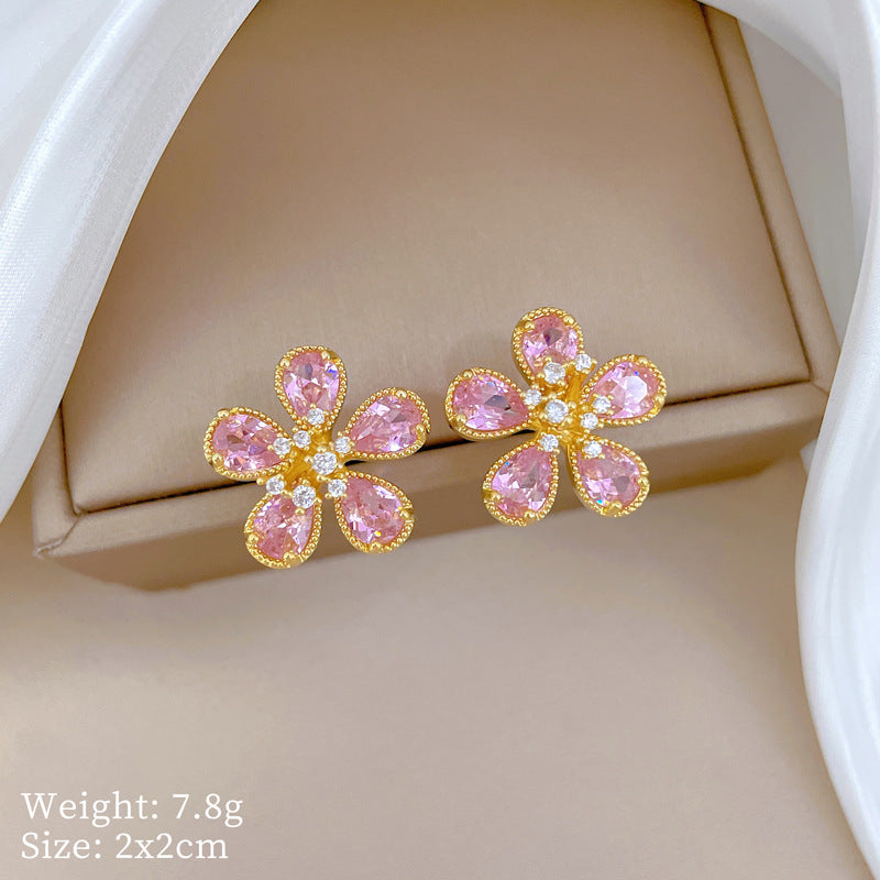 Set Collana e Orecchini da Donna a Fiori Geometrici in Acciaio al Titanio di Lusso