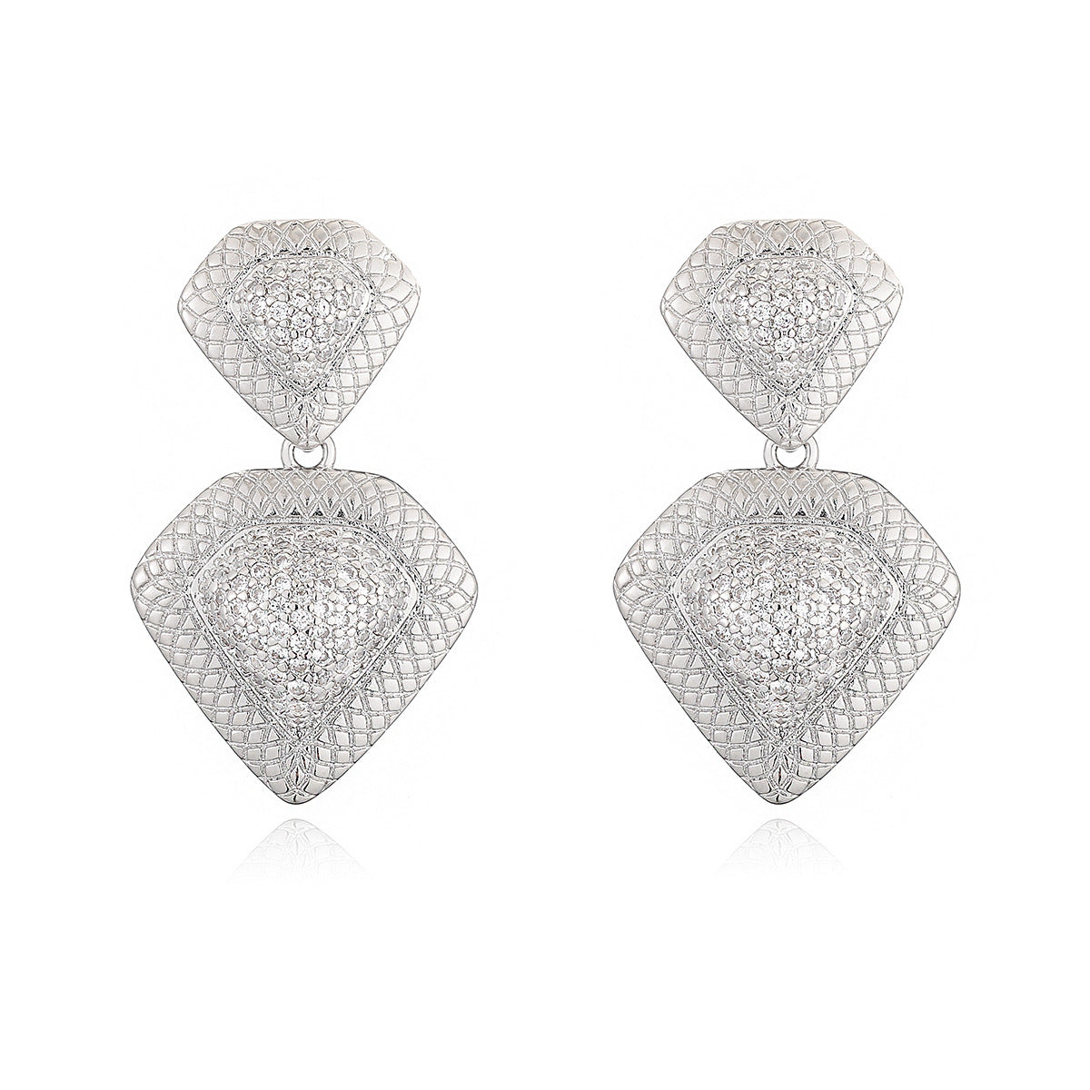 Minimalist Irregular Geometric Copper Earrings with 18K Gold Plating and Zircon Inlay for Women