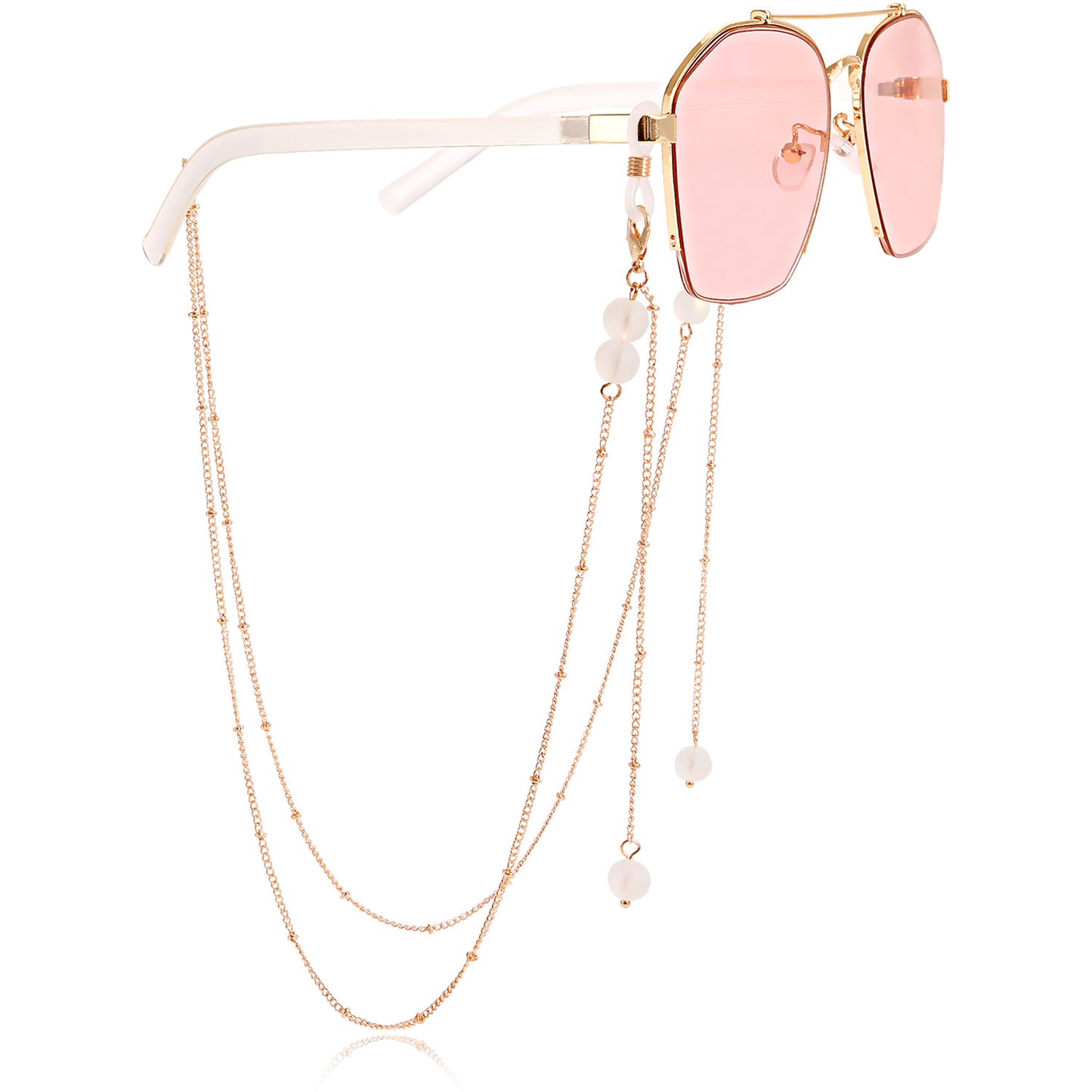 Gemstone Inlaid Alloy Mask and Glasses Chain
