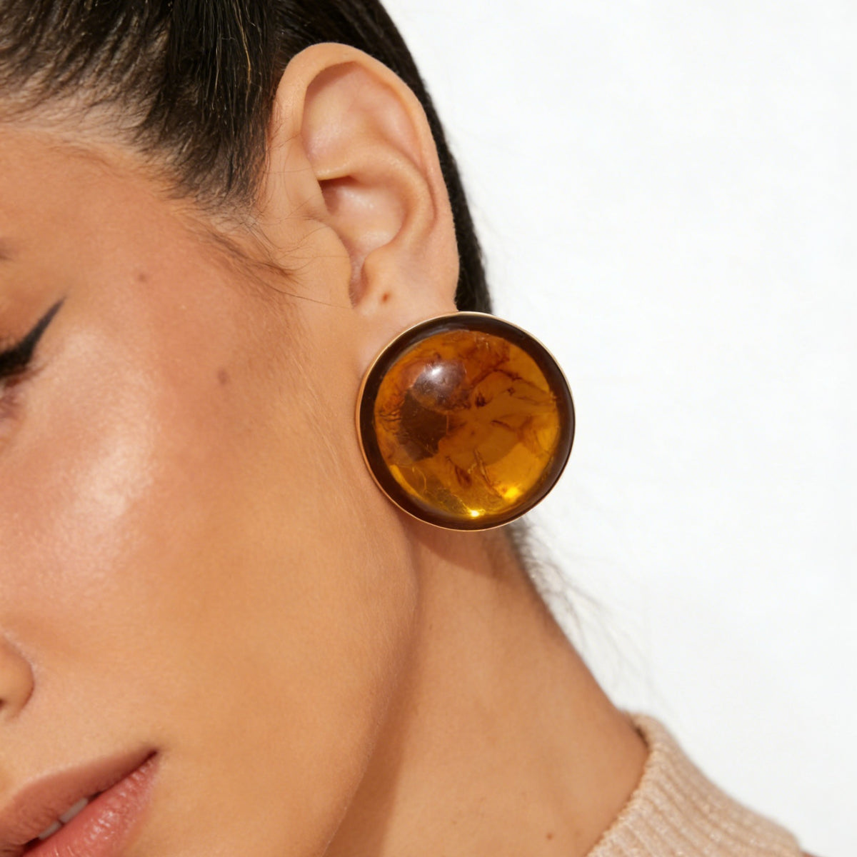 Vintage Geometric Round Iron Plated Earrings for Women