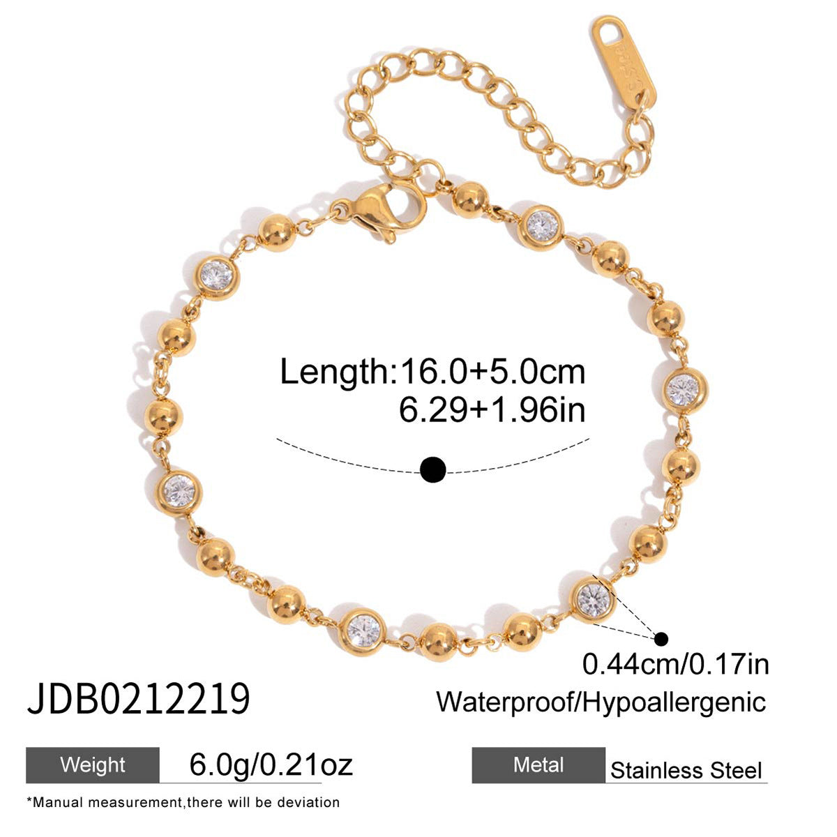 Minimalist Luxury Geometric Titanium Steel Plated Cubic Zirconia Bracelet for Women