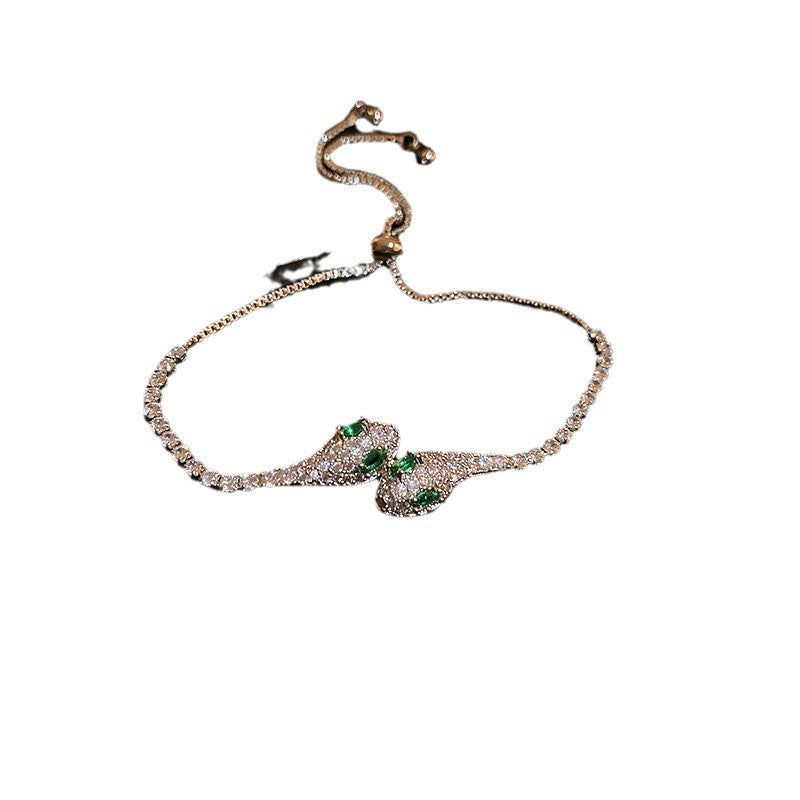 Pulsera de circonita bañada en oro con forma de serpiente para mujer, de estética minimalista de lujo