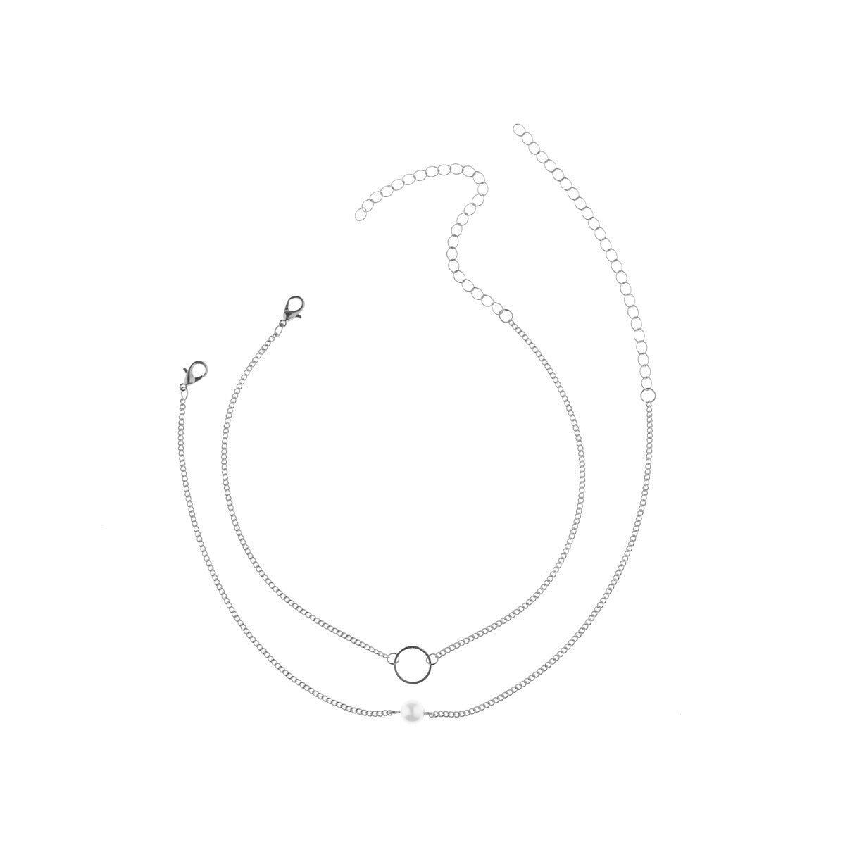 Sweet Geometric Resin Faux Pearl Snake Chain Necklace for Women
