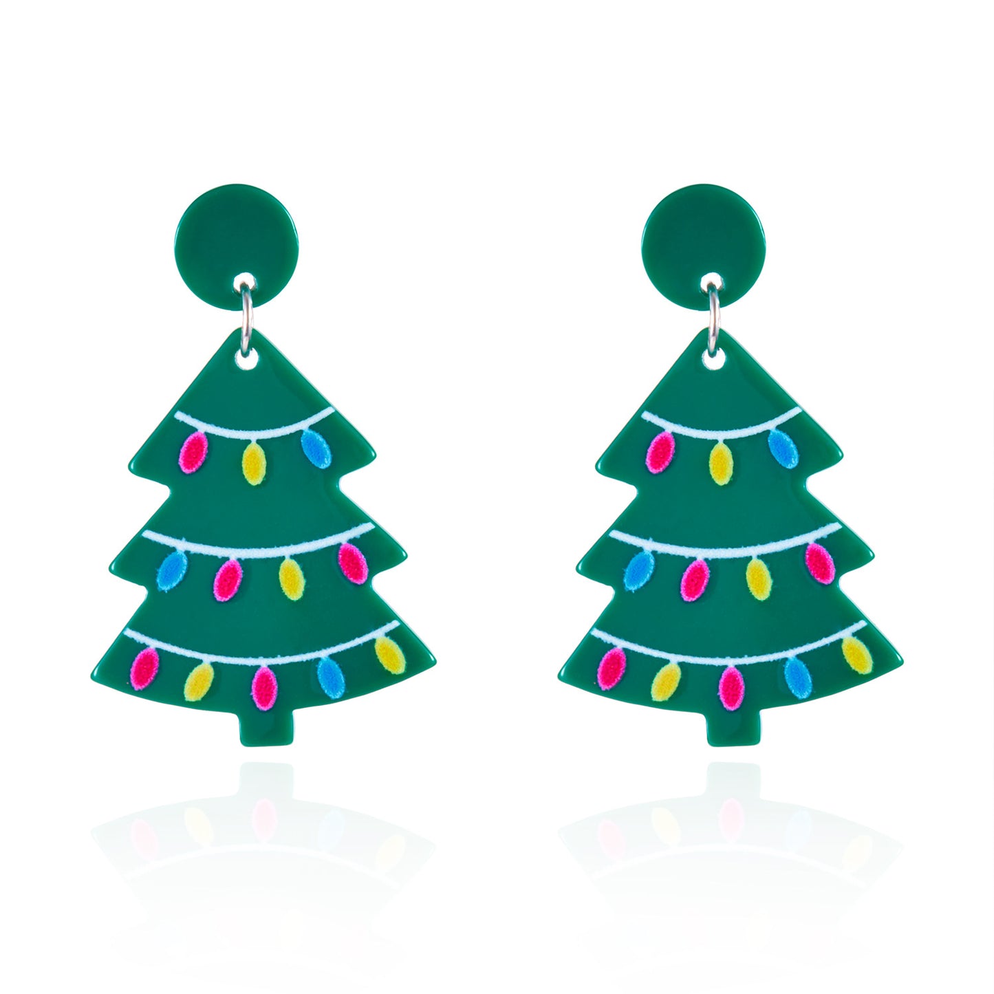 Orecchini a perno in acrilico per Natale, dolci e audaci, con fantasia di bastoncino di zucchero, omino di pan di zenzero e albero di Natale, da donna