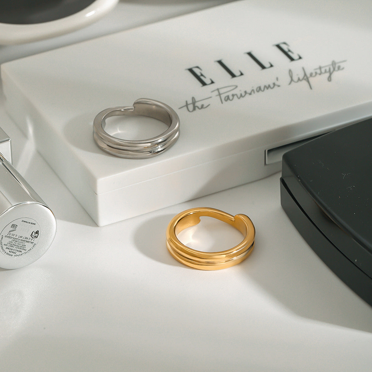 Anello da donna in acciaio inossidabile placcato geometrico