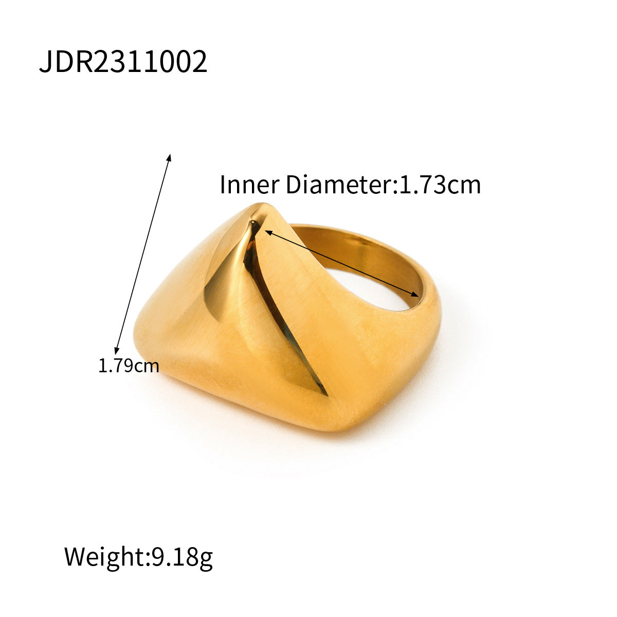 Fashionable 18K Gold Plated Stainless Steel Geometric Ball Ring for Women