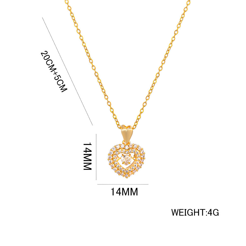 Minimalist Heart-Shaped Titanium Steel Pendant Necklace with Vacuum Plating and Snake Chain for Women
