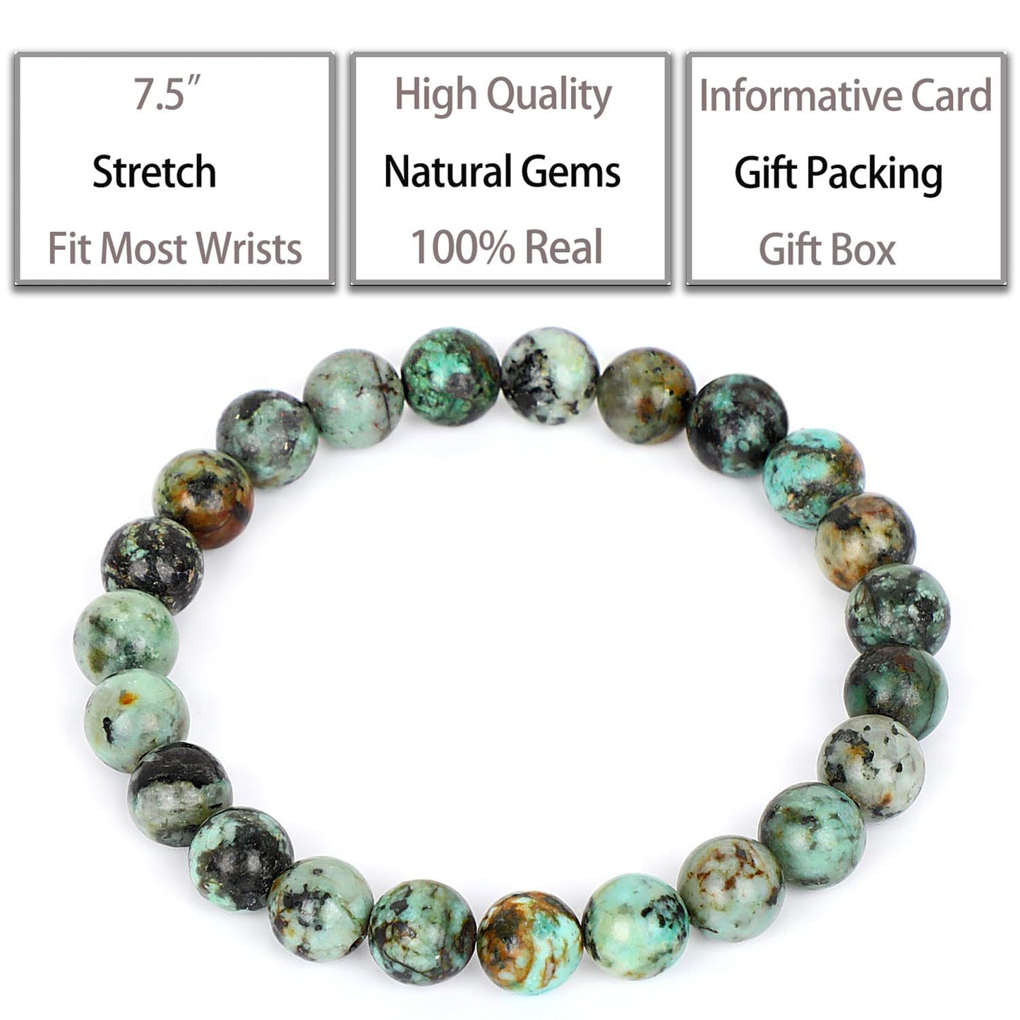 Natural Crystal Agate Round Beaded Stretch Bracelet Unisex