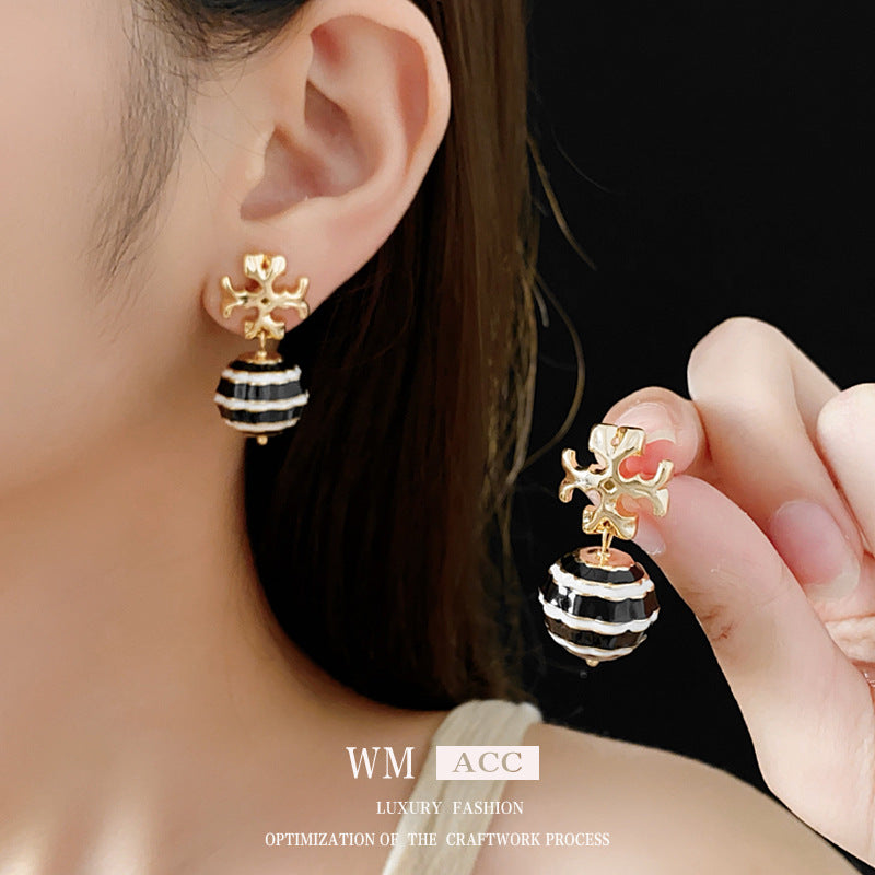 Vintage Floral Geometric Gold-Plated Copper Stud Earrings with Steel Posts for Women