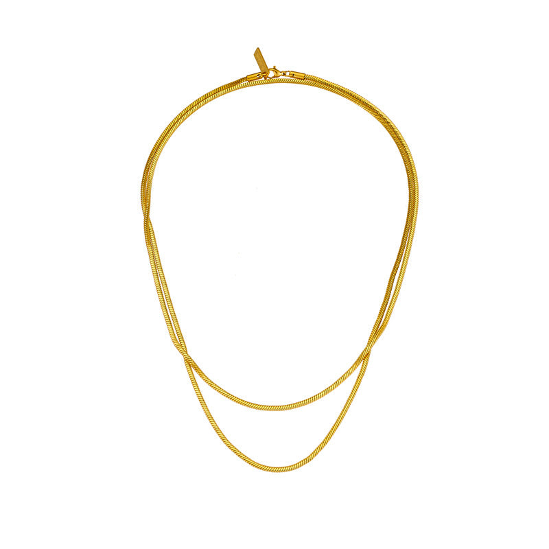 Minimalist Retro Stainless Steel Gold-Plated Snake Chain Necklace for Women