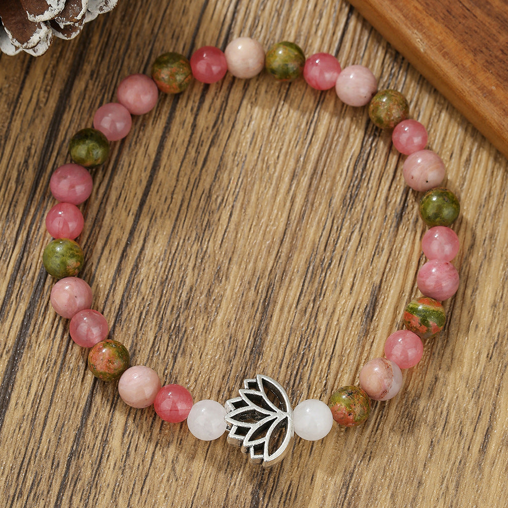Fashion Zebra Print Round Crystal Beaded Bracelet for Unisex