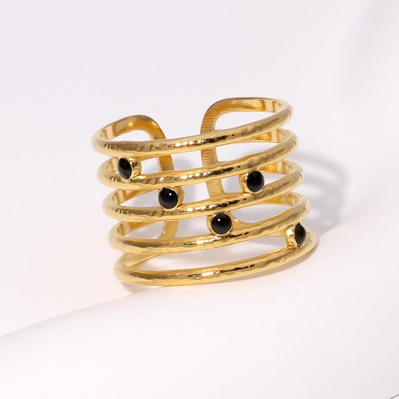 Minimalist Geometric Titanium Steel Open Ring for Women with Plated Finish and Clean Line Design