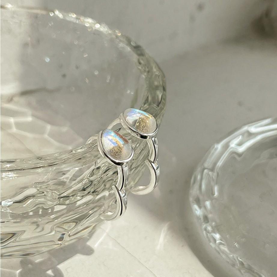 Minimalist Fashion Ear Cuffs in 925 Sterling Silver with AB Rhinestone Inlay and Teardrop Shape
