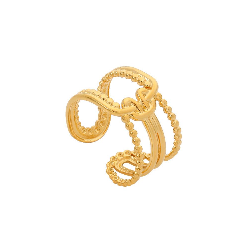 Geometric Plated Stainless Steel Ring Unisex