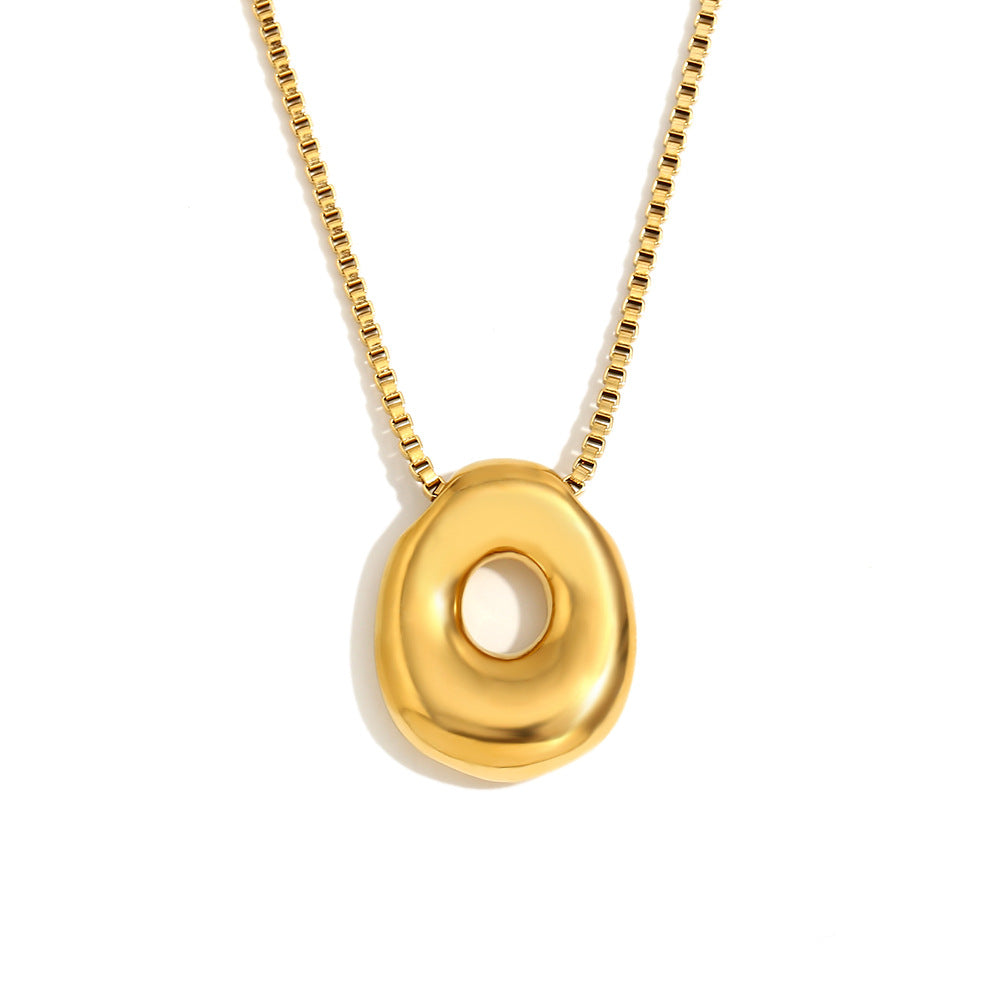 Minimalist Fashion Letter Necklace for Women Stainless Steel Pendant with 18K Gold Plating