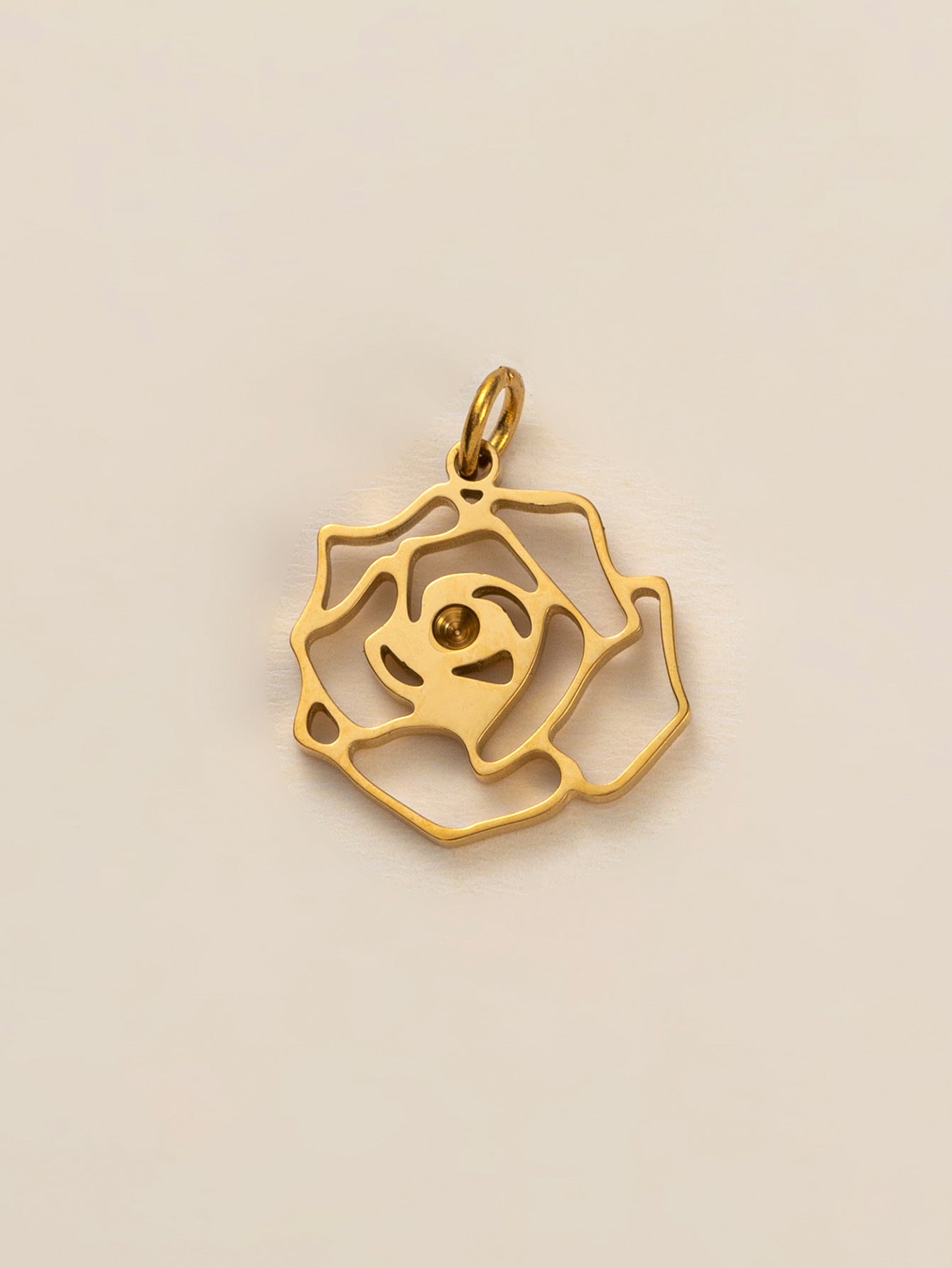 Square Floral Titanium Steel Plated Pendant with Cubic Zirconia Charm Bar for Women