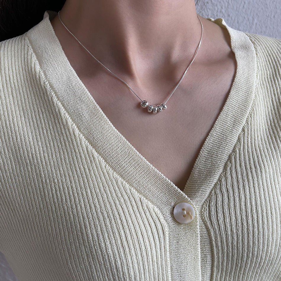 Minimalist Rhombus-Shaped 925 Sterling Silver Snake Chain Necklace for Women with Polished Finish and Circular Geometric Accent