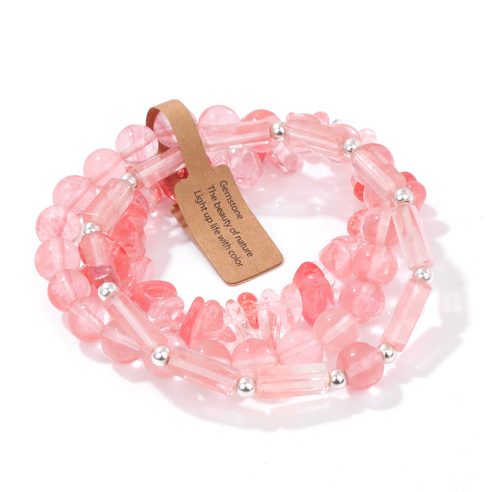 Vintage Geometric Rectangle Crystal Beaded Bracelet Set for Unisex