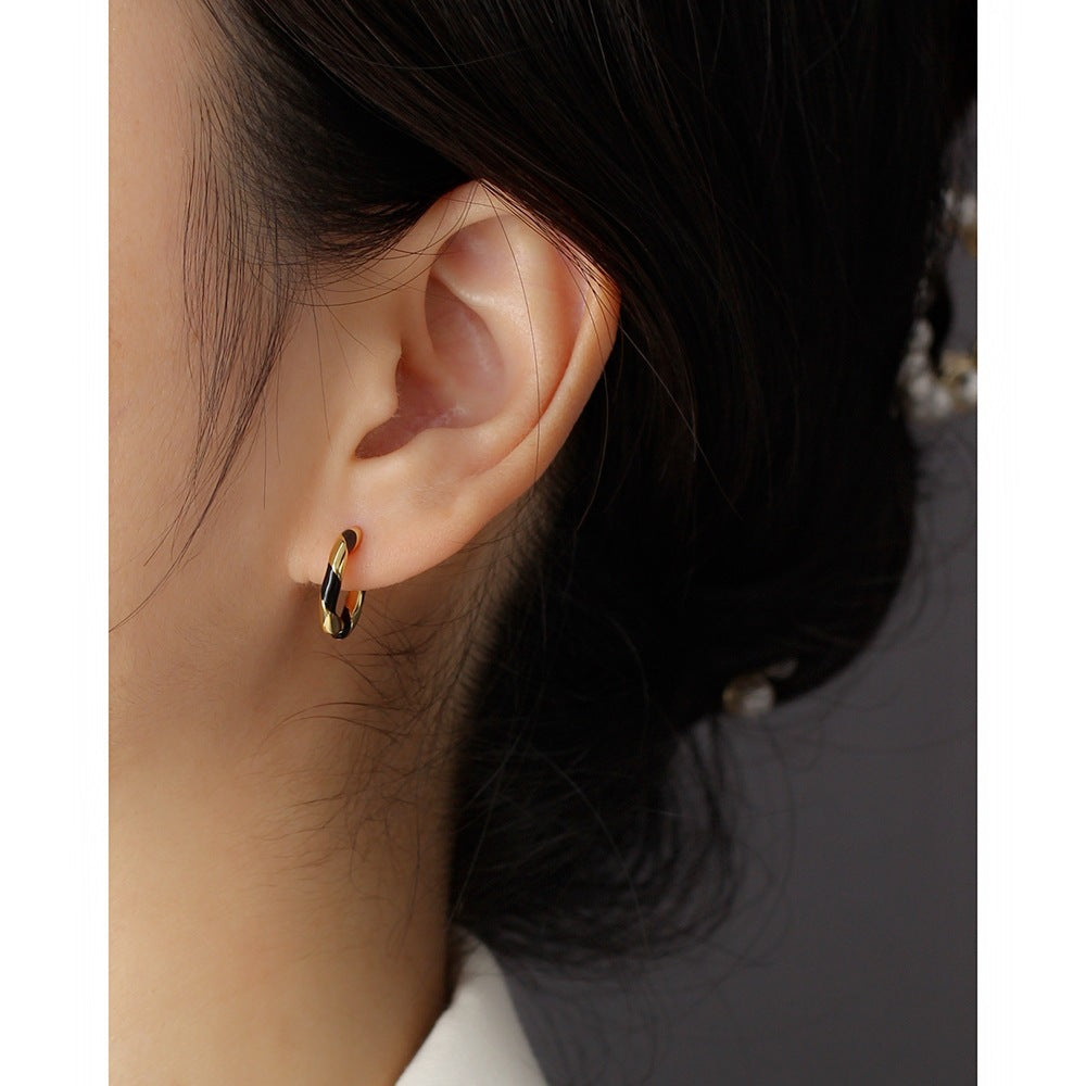 Orecchini a Cerchio da Donna in Argento Sterling 925, Smaltati a Olio a Spirale, Dolce, Colorati e Geometrici