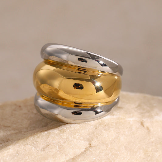 Minimalist Geometric Stainless Steel Plated Ring for Women