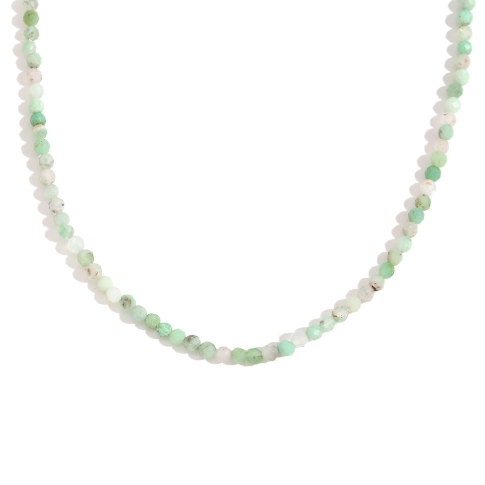 Collar de Cuentas de Acero Inoxidable Bañado en Oro de 18K con Diseño Geométrico de Moda y Piedras Naturales para Mujer