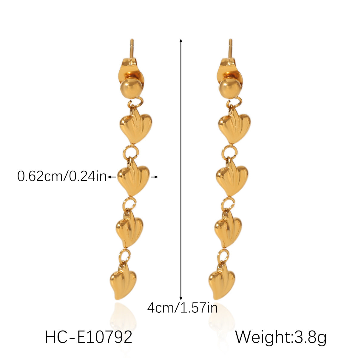 Minimalist Heart-Shaped Stainless Steel Dangle Earrings with Tassel Detail for Women
