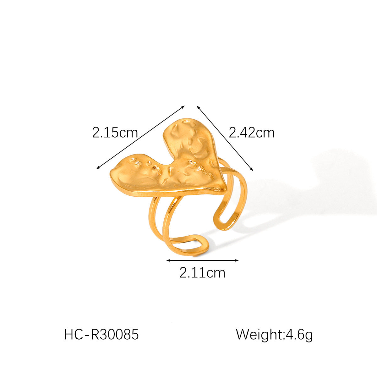 Ins Style Butterfly Flower Heart Open Ring for Women in Stainless Steel with Plated Finish