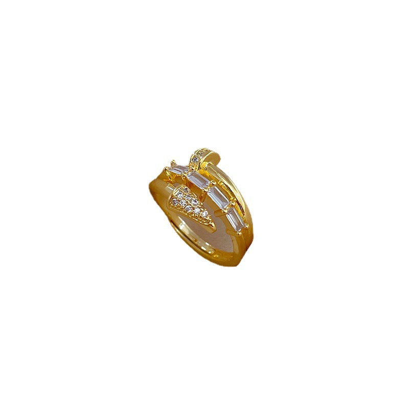 Anillo de Corona Minimalista de Lujo en Latón Plateado para Mujer