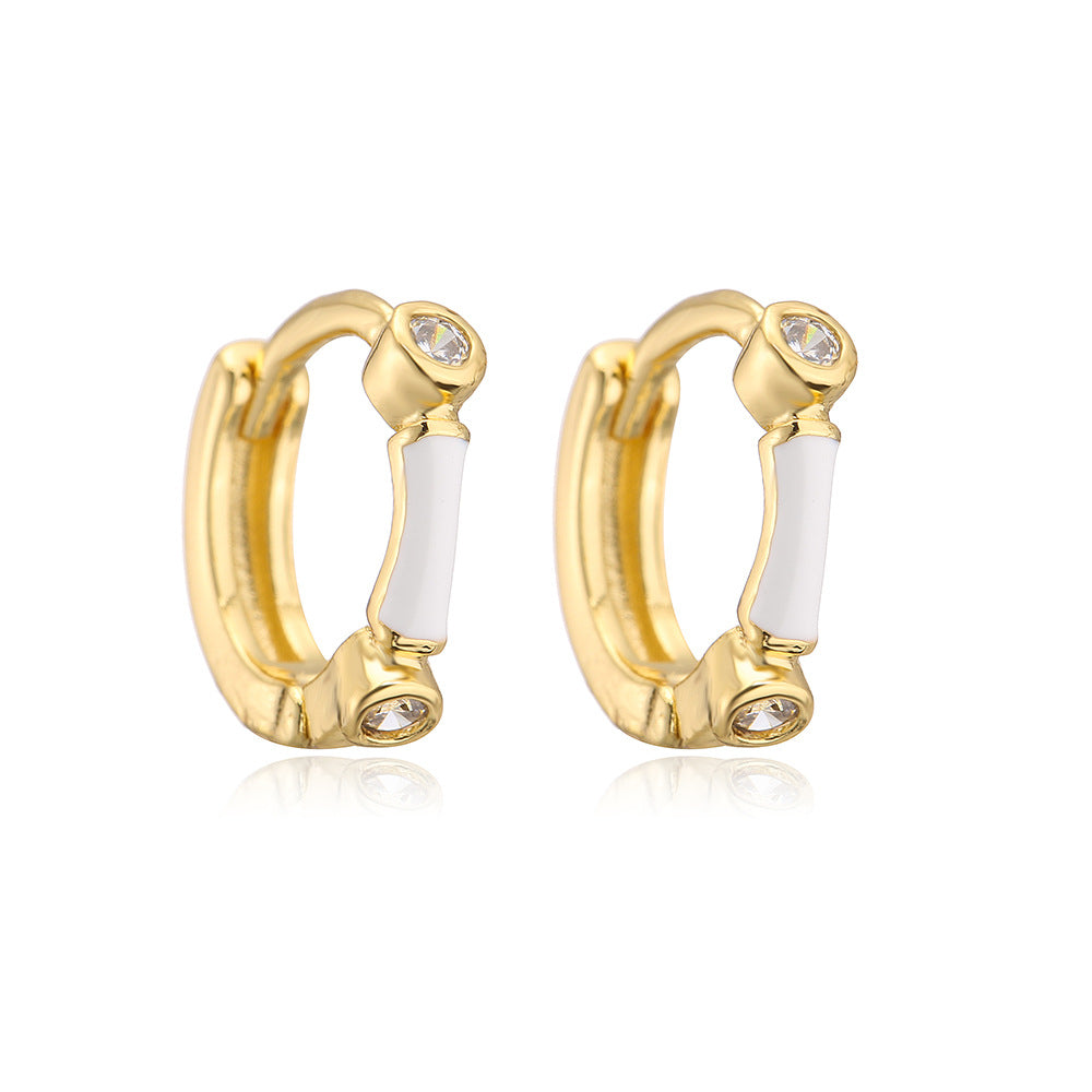 Orecchini Minimalisti Geometrici in Rame con Placcatura in Oro 18K e Finitura a Smalto da Donna