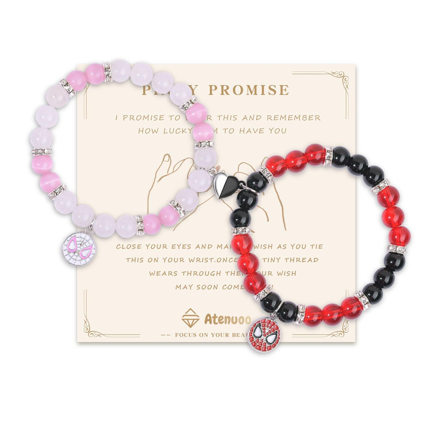 Spider and Heart Shape Crystal Magnetic Bracelet for Couples
