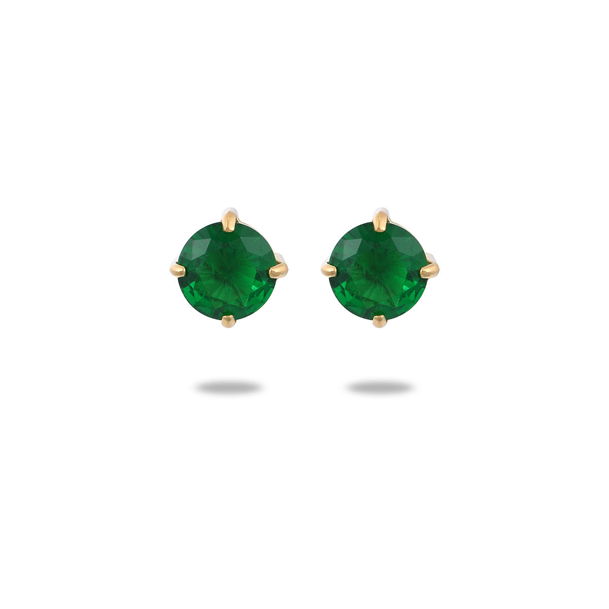 Pendientes minimalistas pequeños de acero inoxidable geométricos para mujer con circonita colorida y chapado al vacío en oro de 18K