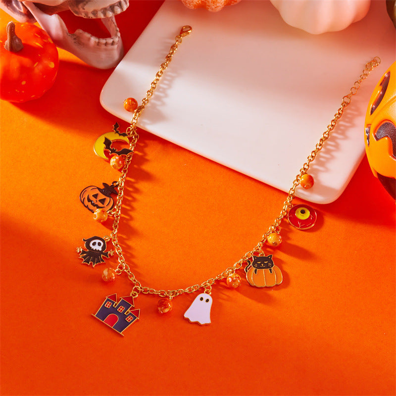 Dark Gothic Animal Pendant Necklace for Women and Men Alloy Locket Chain with Enamel Finish Halloween Jewelry