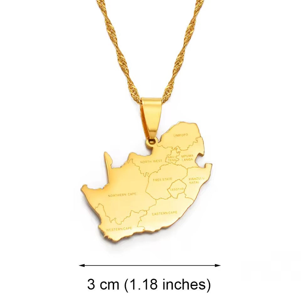 Minimalist Map City Pendant Necklace for Unisex in Stainless Steel with Titanium Steel Charm and Electroplated Finish