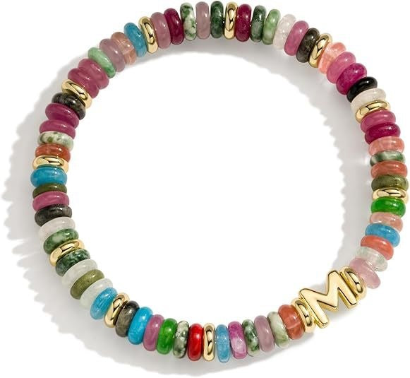 Bohemian Sweet Natural Gemstone Letter Beaded Bracelet for Women
