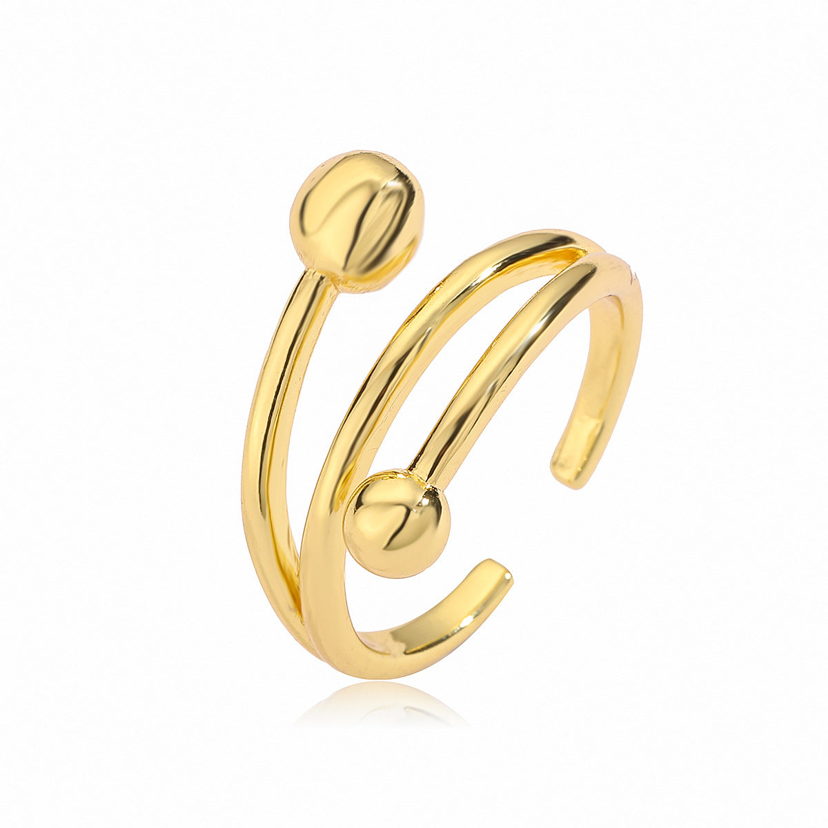 Minimalist Geometric Bowknot Shaped Copper Ring with 18K Gold Plating for Women