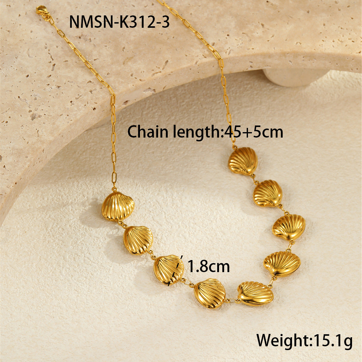 Fashionable Ocean-Themed Hollow Stainless Steel Starfish and Seashell Pendant Necklace with 18K Gold Plating for Women