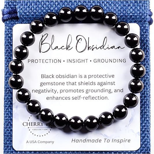 Minimalist Round Natural Stone Beaded Bracelet Elastic Cord Unisex Jewelry Gift