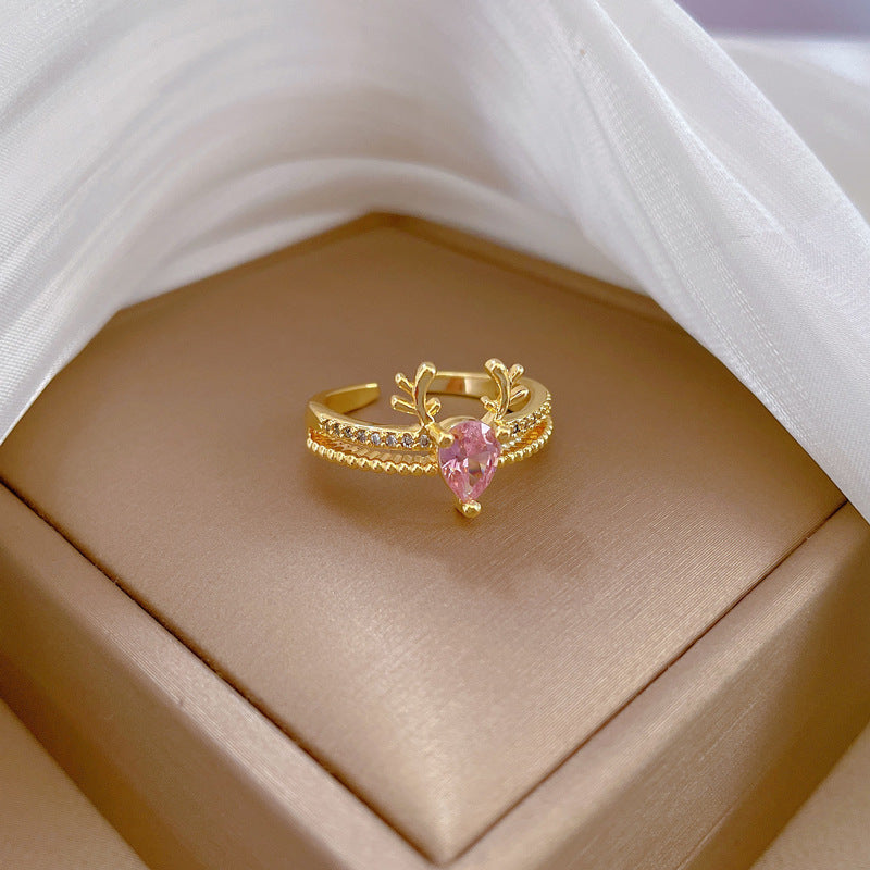 Anello regolabile da donna in ottone placcato oro a forma di corona in stile cartone animato