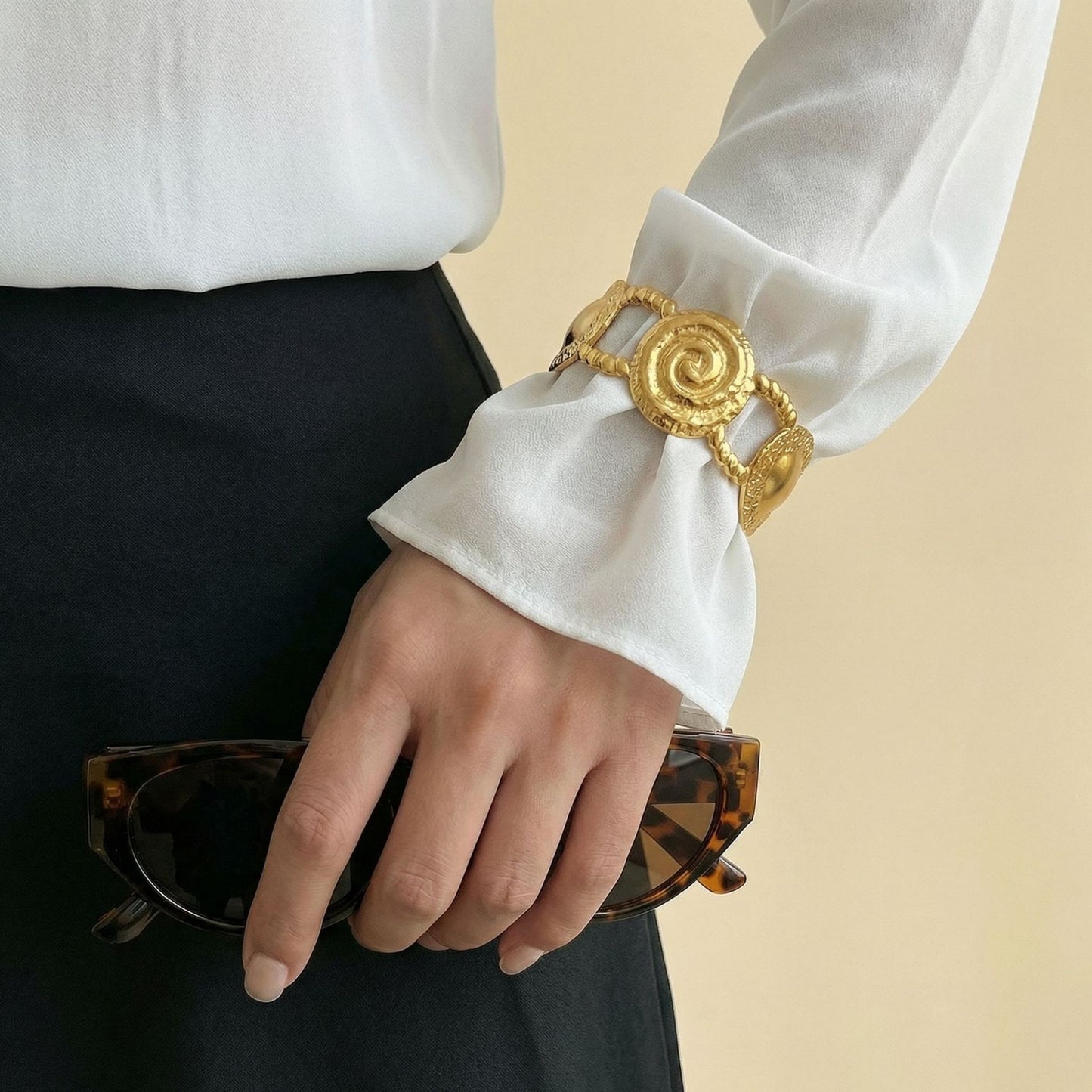 Elegant Geometric Irregular Leaf Wide Open Cuff Stainless Steel Bracelet