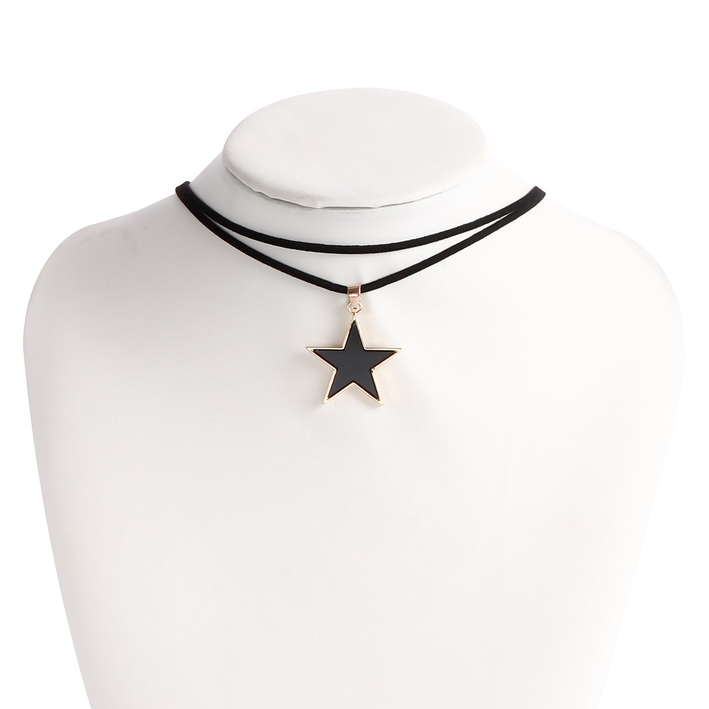 Minimalist Geometric Star Pendant Necklace for Women Adjustable Black Velvet Rope Chain with Alloy Plated Finish